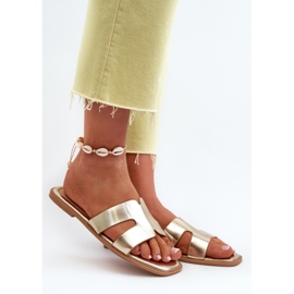 Chinelos Rasos Femininos com Recortes Dourados Fiviama 2