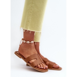 Chinelos Rasos Femininos com Recortes, Marrom, Fiviama castanho 2