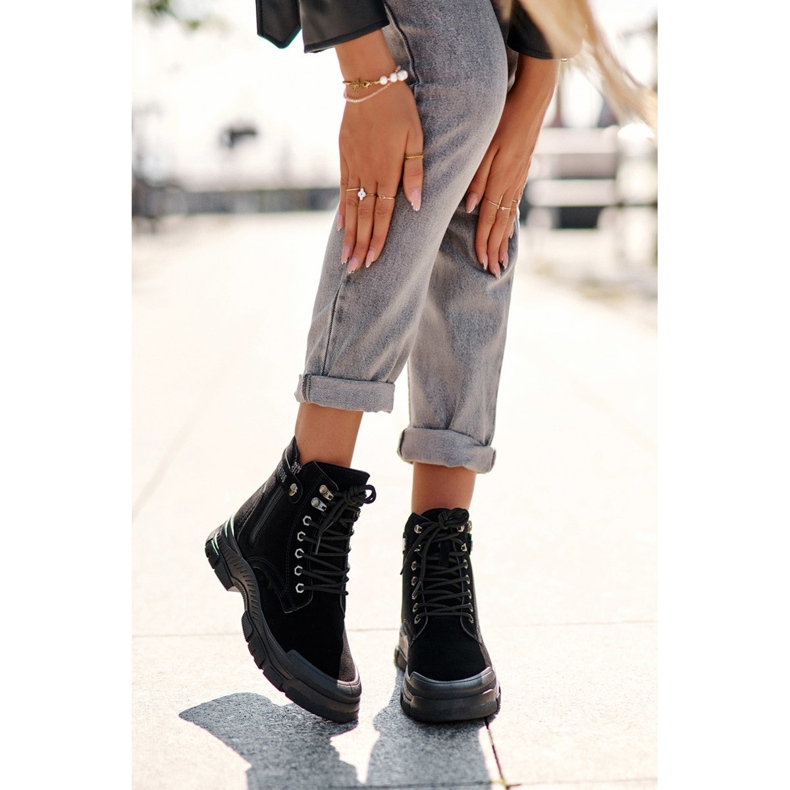 PS1 Botins femininos de camurça isolada Jailina preto 2