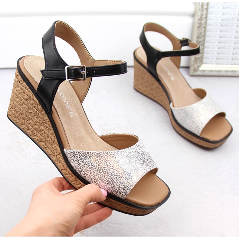 Sandálias femininas de cunha prateada Sergio Leone SK229 prata 1