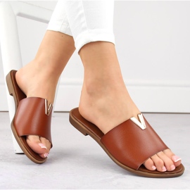 Chinelos femininos marrons de salto baixo eVento 7736 castanho 1