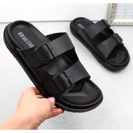 Chinelos femininos de espuma com fivelas, pretos Big Star NN274A750 1