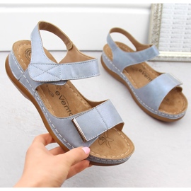 Sandálias femininas confortáveis ​​com velcro, azul eVento 0146 1