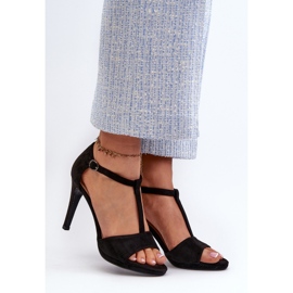 Vinceza Sandálias Femininas de Salto Alto Confeccionadas em Camurça Eco, Preta Obdaria preto 2