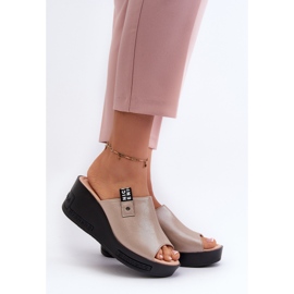 Vinceza Chinelos de cunha femininos Golden Vleni dourado 2