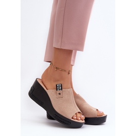 Vinceza Chinelos de cunha femininos Vleni bege 2