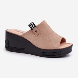 Vinceza Chinelos de cunha femininos Vleni bege 1