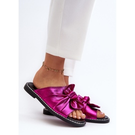 Chinelos planos femininos fúcsia Nelvira rosa 2