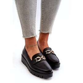 Evento Mocassins femininos em plataforma com decoração, pretos 2