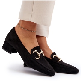 Bellucci Sapatos bloco de salto baixo com decoração, preto 4