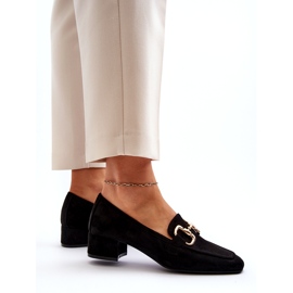 Bellucci Sapatos bloco de salto baixo com decoração, preto 2