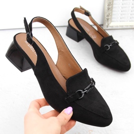 M. DASZYŃSKI Sandálias femininas de camurça preta de salto alto M.Daszyński MR23112-4 preto 1