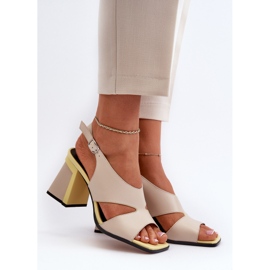 S.Barski Sandálias femininas de salto alto bege D&amp;A MR38-153 2