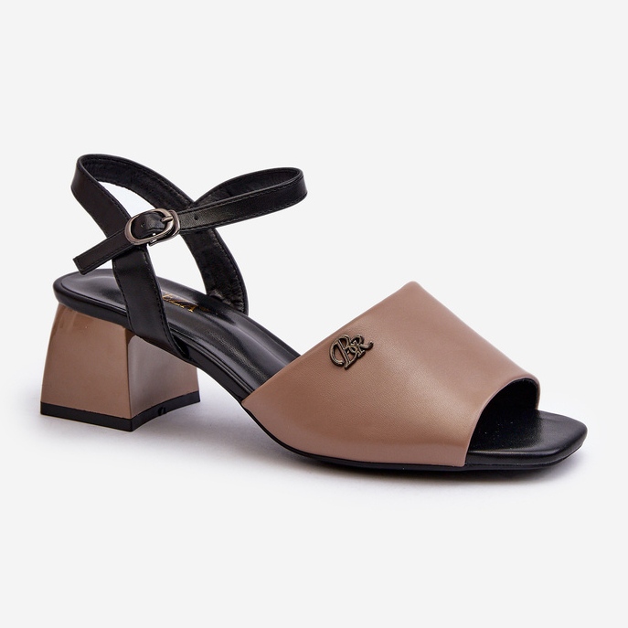 Vinceza Sandálias femininas elegantes em couro ecológico em bloco, Bege Vattima 1