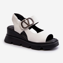 Vinceza Sandálias femininas de cunha e plataforma em couro ecológico, Triaola branca branco 1