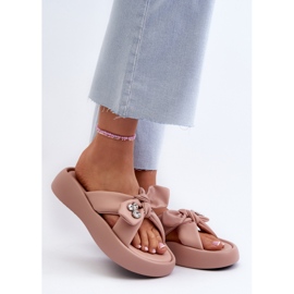 Chinelos femininos de couro na plataforma rosa GOE NN2N4109 2