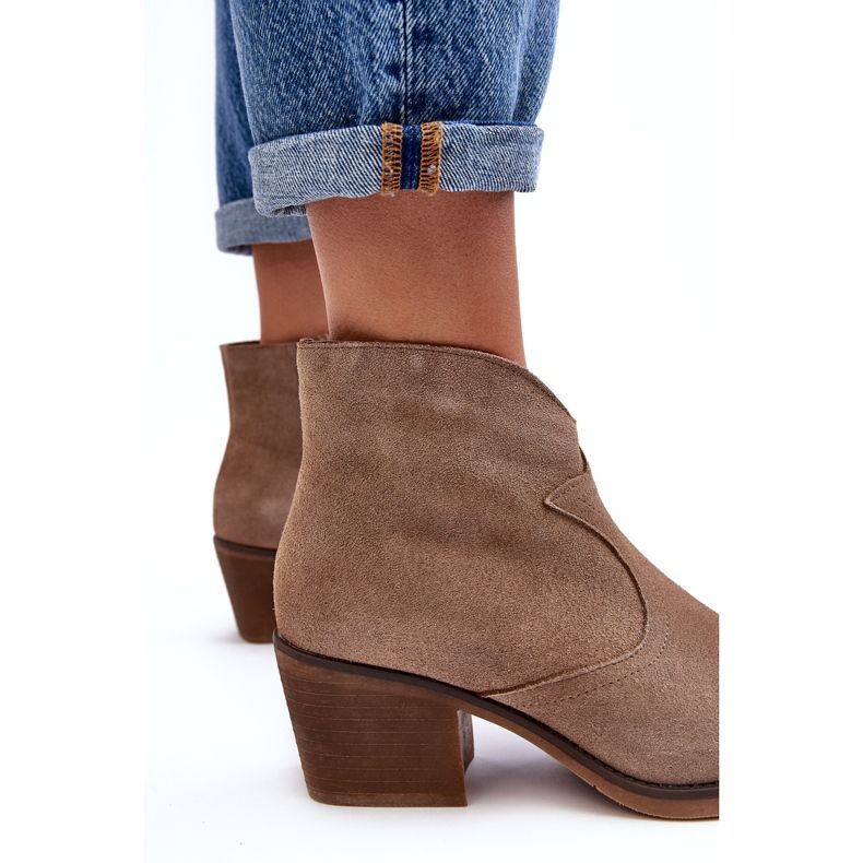 S.Barski Botas Cowboy Camurça Com Zíper D&amp;A SN622-29 Bege Escuro 3