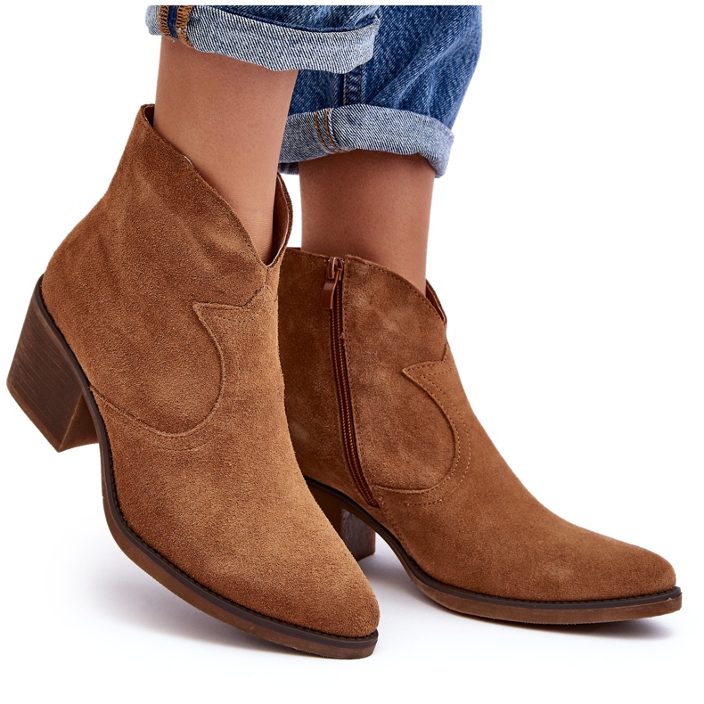 S.Barski Botas Cowboy Camurça Com Zíper D&amp;A SN622-29 Camelo castanho 4