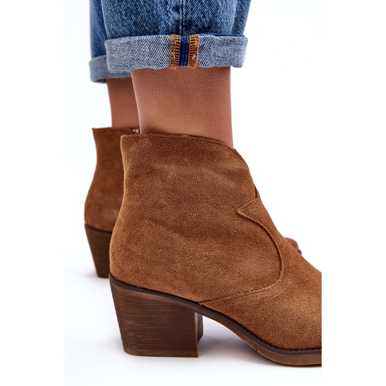 S.Barski Botas Cowboy Camurça Com Zíper D&amp;A SN622-29 Camelo marrom 2