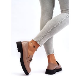 Vinceza Mocassins femininos de couro ecológico bege com decoração 2