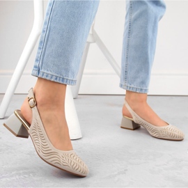 Sandálias femininas salto camurça bege Jezzi RMR2263-4 2