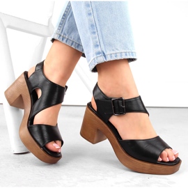 M. DASZYŃSKI Sandálias femininas de salto alto e plataforma pretas M.Daszyński MR23117-1 preto 1