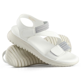 Sandálias femininas brancas confortáveis com elástico e fecho de velcro branco 1 Sandálias femininas brancas confortáveis com elástico e fecho de velcro branco 1
