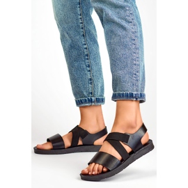 Sandálias elásticas pretas com cano justo e elástico preto 1