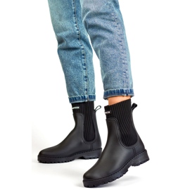 Botas Wellington femininas pretas com cano em meia elástica preto 2 Botas Wellington femininas pretas com cano em meia elástica preto 2