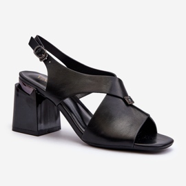 Vinceza Sandálias femininas elegantes de salto alto, couro ecológico, pretas Asellesa preto 1