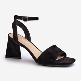 Vinceza Sandálias femininas de salto alto em camurça ecológica preta Upttima preto 1
