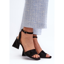 Vinceza Sandálias femininas de salto alto em camurça ecológica preta Upttima preto 2