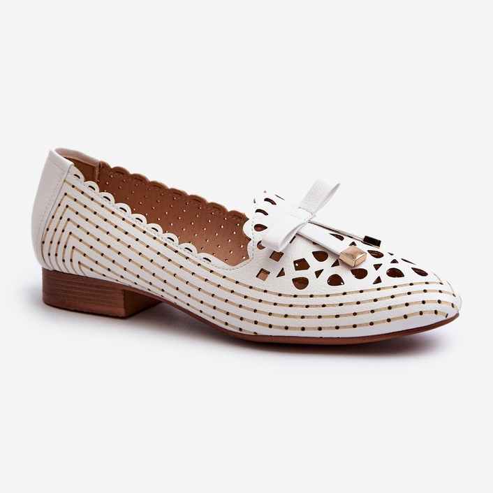 Jezzi Bailarina feminina aberta com laço, branca Nestavia branco 1