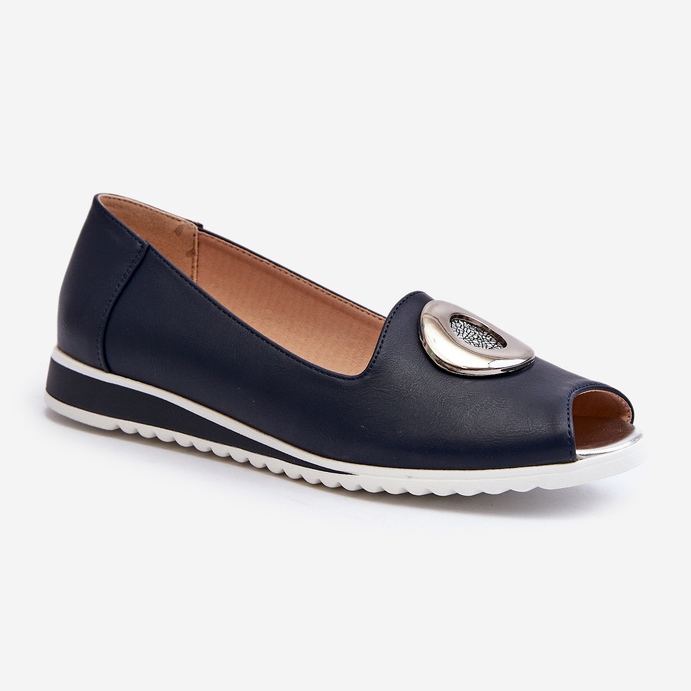 Jezzi Sapatos femininos com decoração em couro ecológico, azul marinho Biolita 1