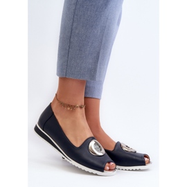 Jezzi Sapatos femininos com decoração em couro ecológico, azul marinho Biolita 2