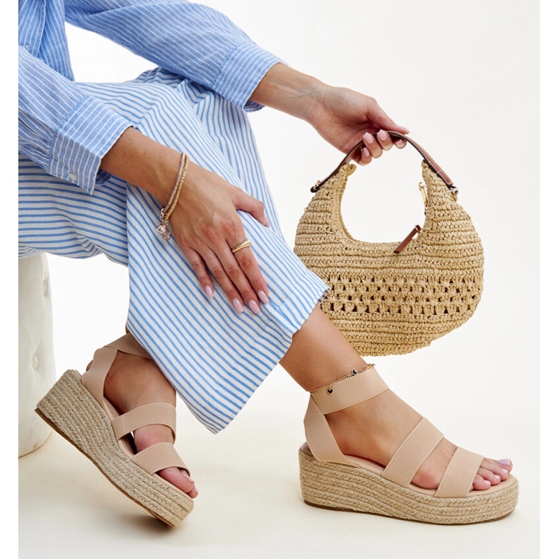 Sandálias de cunha bege Minna 1