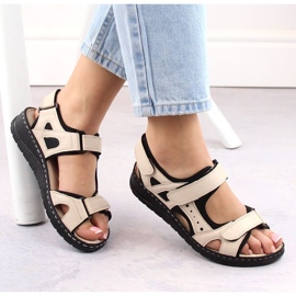 Sandálias confortáveis ​​de couro Artiker W HBH77, bege 1