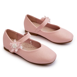 Miss Sapatilhas infantis brilhantes com fecho de velcro, rosa 4