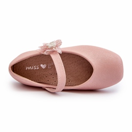 Miss Sapatilhas infantis brilhantes com fecho de velcro, rosa 3