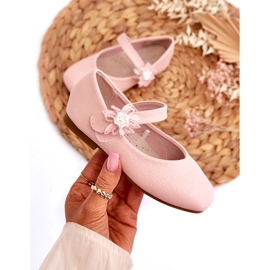 Miss Sapatilhas infantis brilhantes com fecho de velcro, rosa 1