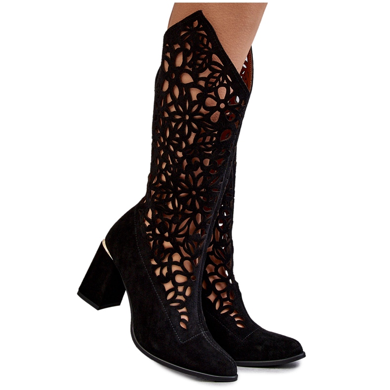 Lewski Shoes Botas de camurça Openwork Sapatos Leewski 3234 Preto 4