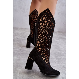 Lewski Shoes Botas de camurça Openwork Sapatos Leewski 3234 Preto 3