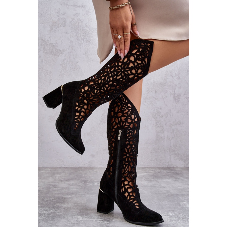 Lewski Shoes Botas de camurça Openwork Sapatos Leewski 3234 Preto 2