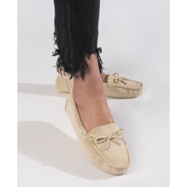 Mocassins femininos confortáveis ​​de camurça bege 2