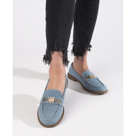 Mocassins jeans femininos elegantes azul 2