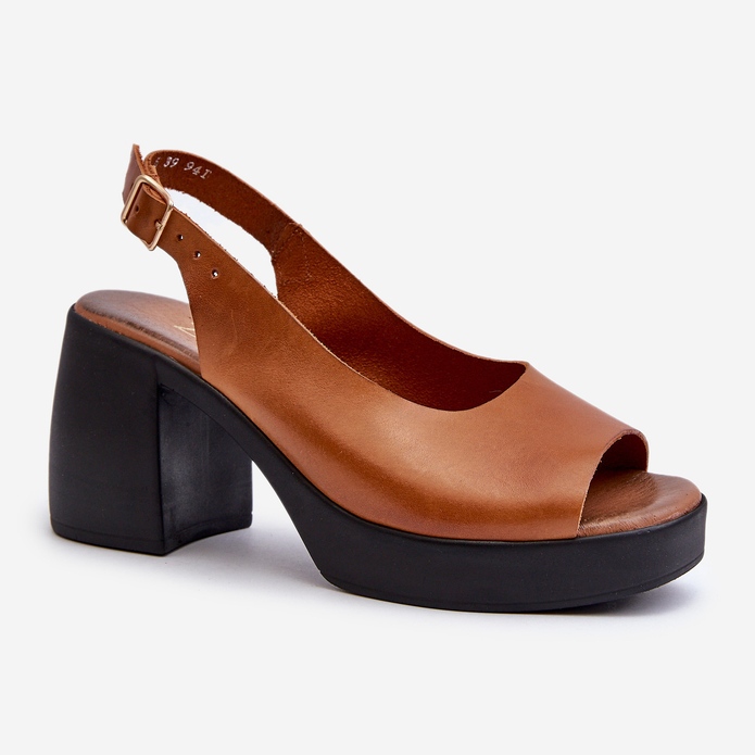 Zazoo 40376 Sandálias de couro marrom com salto alto enorme castanho 1