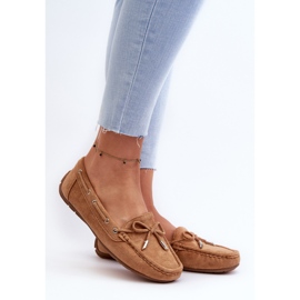 Mocassins femininos de camurça Camel Si Passione castanho 2
