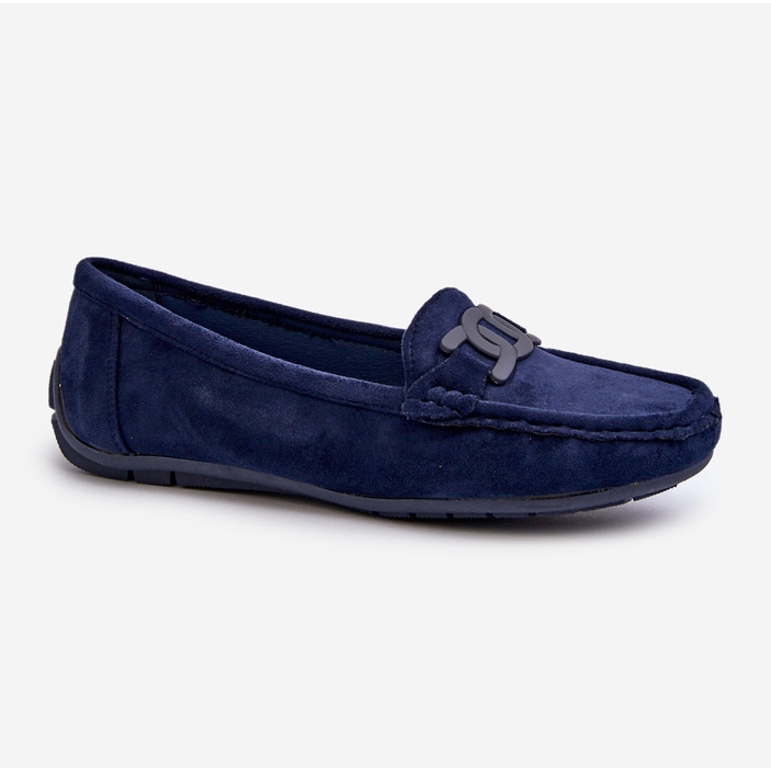 Mocassins femininos de camurça da moda azul marinho Rabell 1