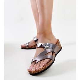 Mules de cunha metálicos cinza Donata 1