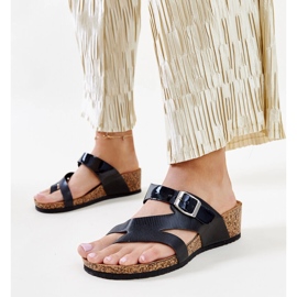 Mules de cunha pretos metálicos Donata 1